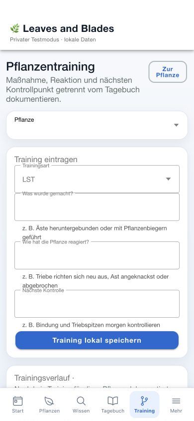 Pflanzentraining im App-Prototyp